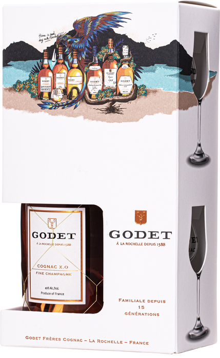 Godet XO Fine Champagne + 2 glasses