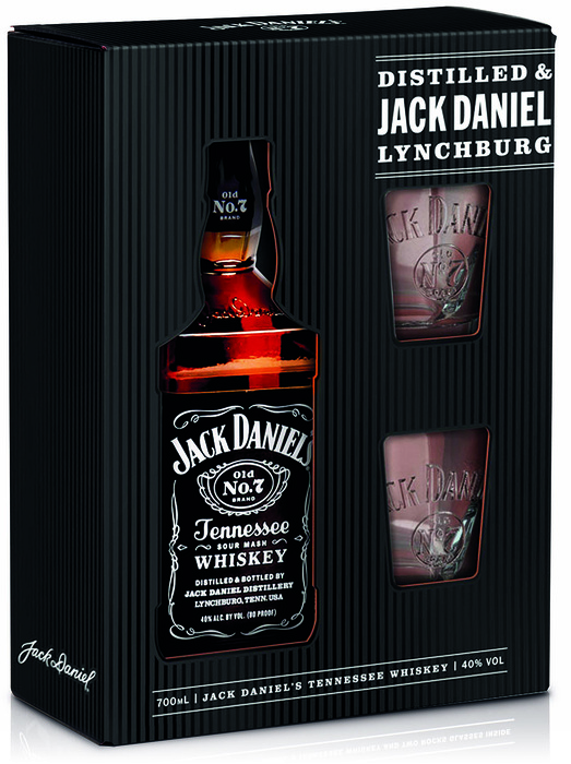 Jack Daniel&#039;s s 2 pohármi - krabička