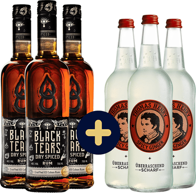 Set 3x Black Tears Dry Spiced Rum + 3x Thomas Henry Ginger Beer 0,75l zadarmo