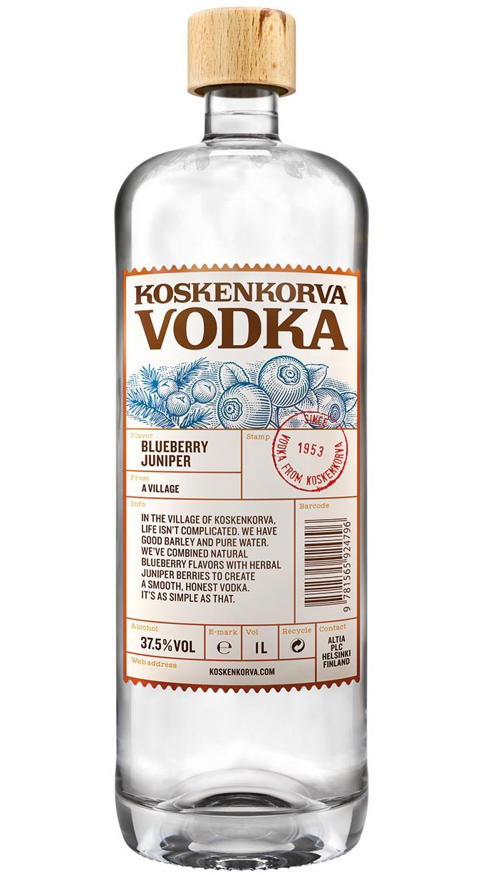 Koskenkorva Blueberry 1l 37,5% (čistá fľaša)