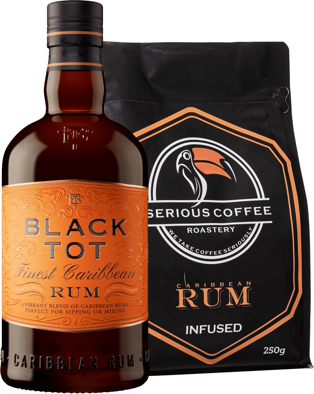 Set Black Tot + Serious Coffee Roastery Coffee Infused by Rum (set 1 x 0.7 l)