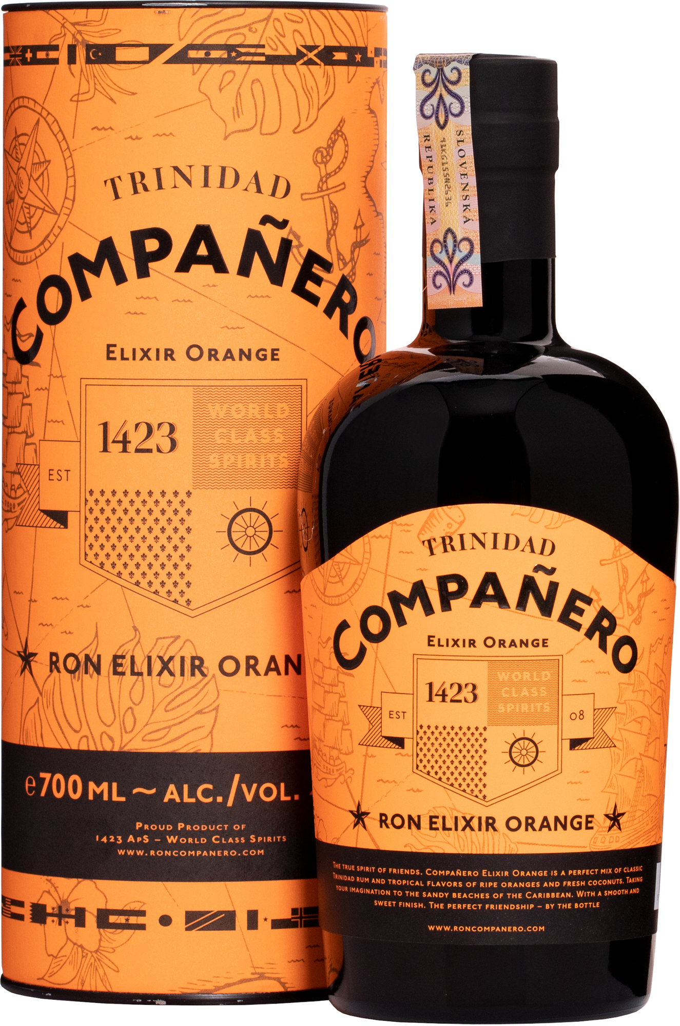 1423 Aps Ron Companero Elixir Orange 40% 0,7 l (tuba)