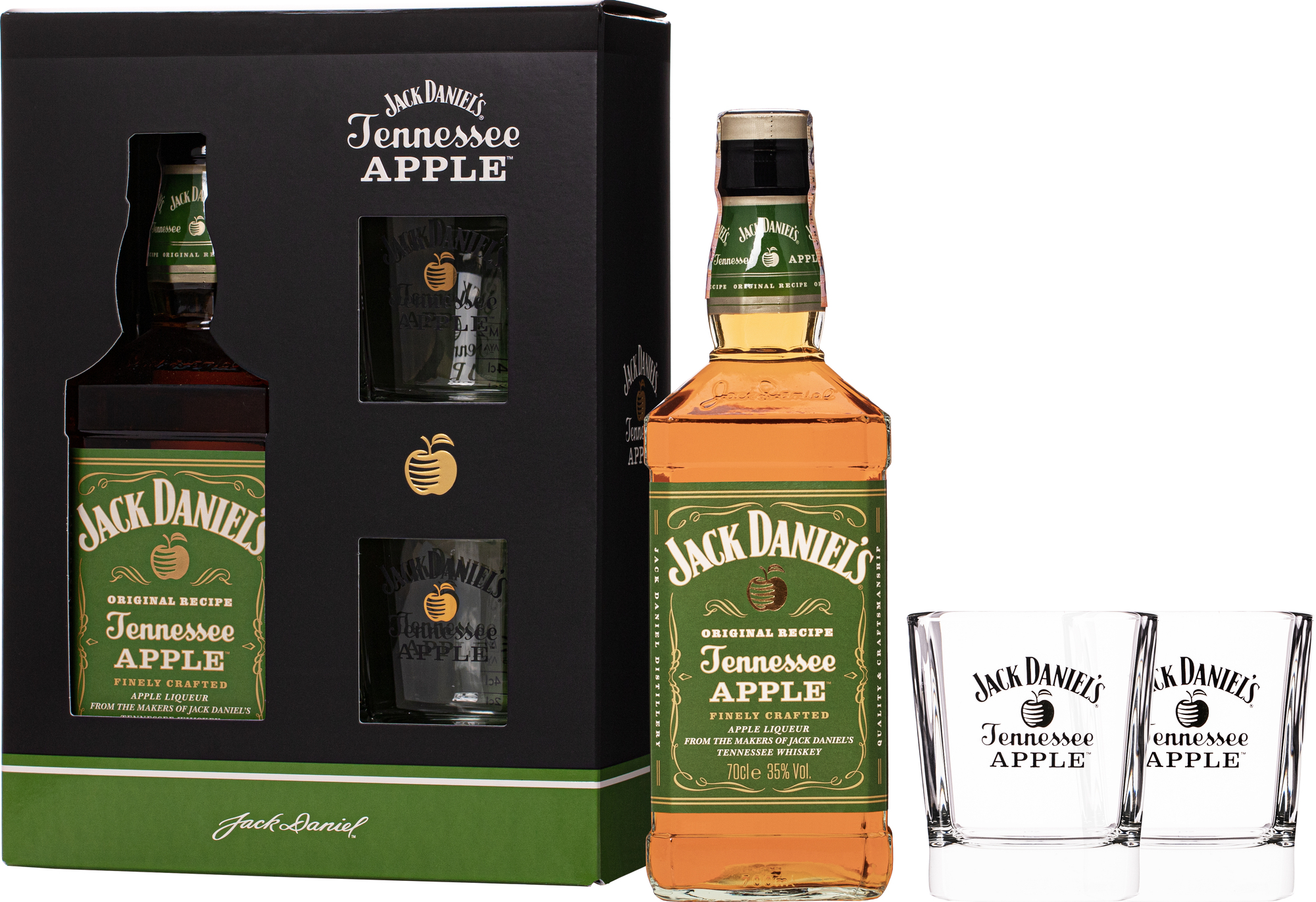 Jack Daniel's Apple + 2 sklenice 35% 0,7l (darčekové balenie 2 poháre)