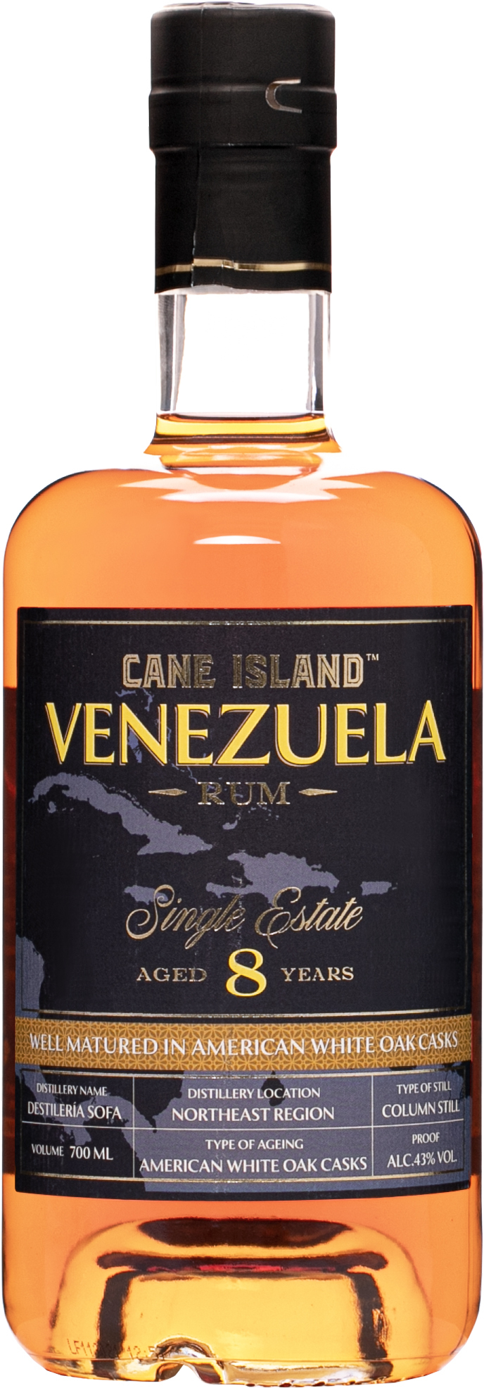 Cane Island Venezuela 8 letý 43% 0,7l (čistá flaša)
