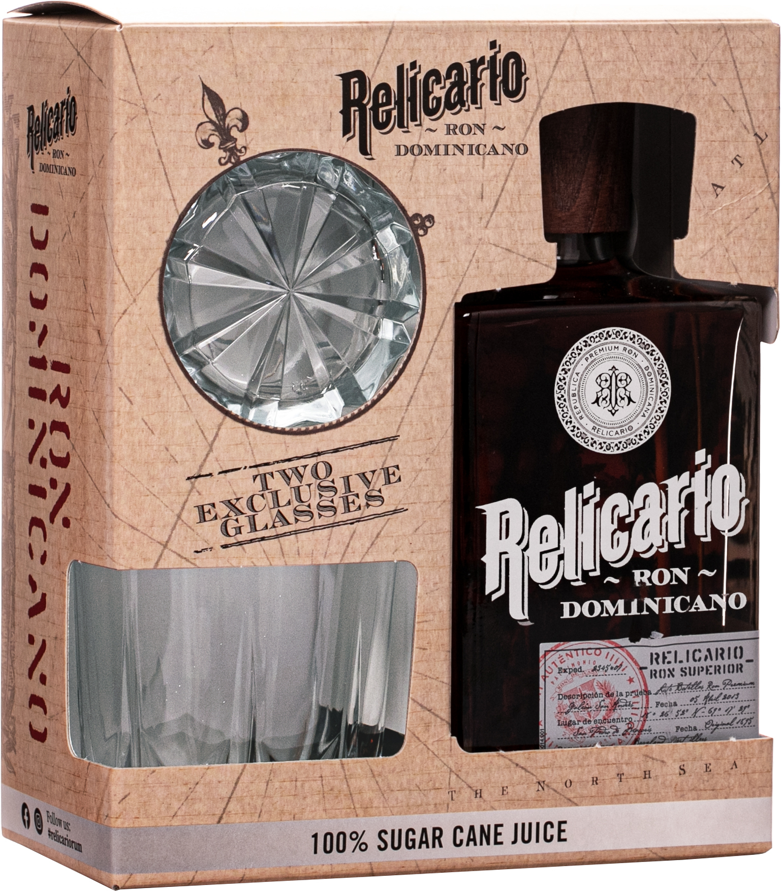Relicario Ron Dominicano Superior + 2 poháre 40% 0,7l (darčekové balenie 2 poháre)