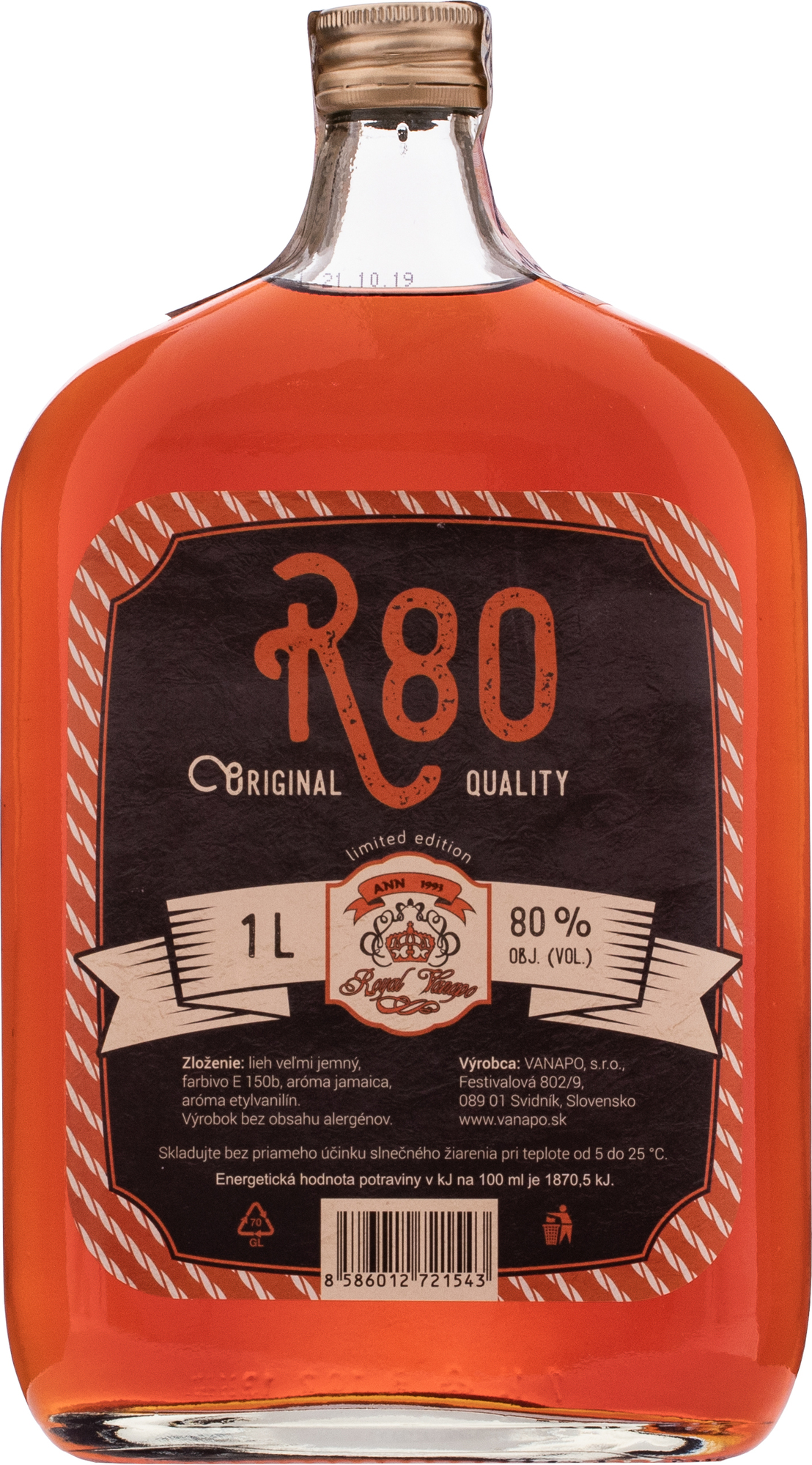 R 80 Royal 80% 1l (čistá fľaša)
