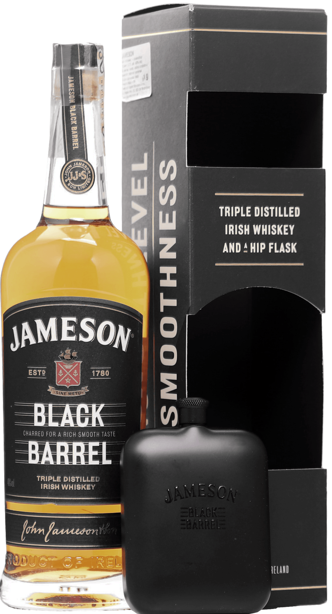 Jameson Black Barrel + ploskačka 40% 0,7l (darčekové balenie)