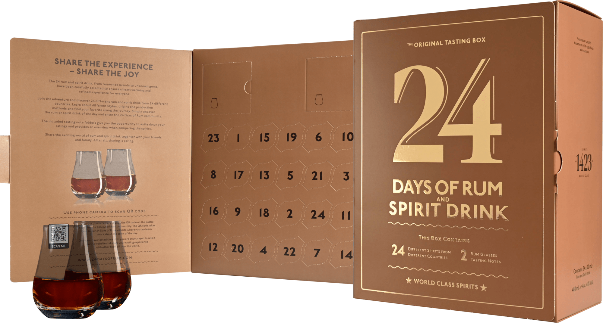24 Days of Rum - Rumový kalendář 2025 + 2 sklenice 41% 0,48l (darčekové balenie 2 poháre)