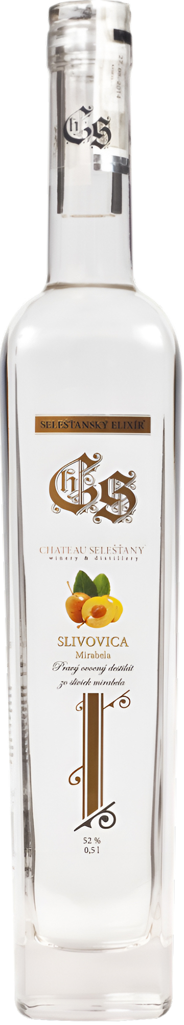 Chateau Selešťany Slivovica Mirabela 52% 0,5l (čistá fľaša)