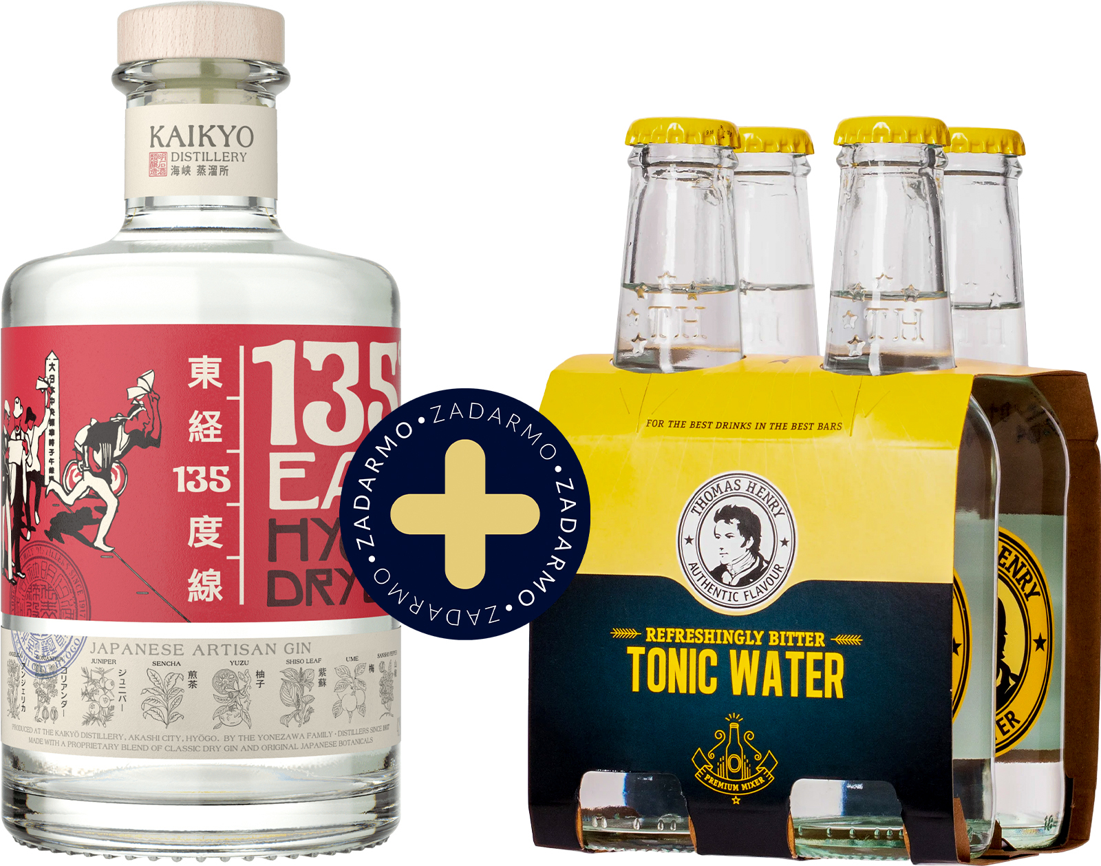 Set 135° East Hyogo Dry Gin + 4pack Thomas Henry Tonic Water Zdarma (set 1 x 0.7 l, 1 x 0.8 l)