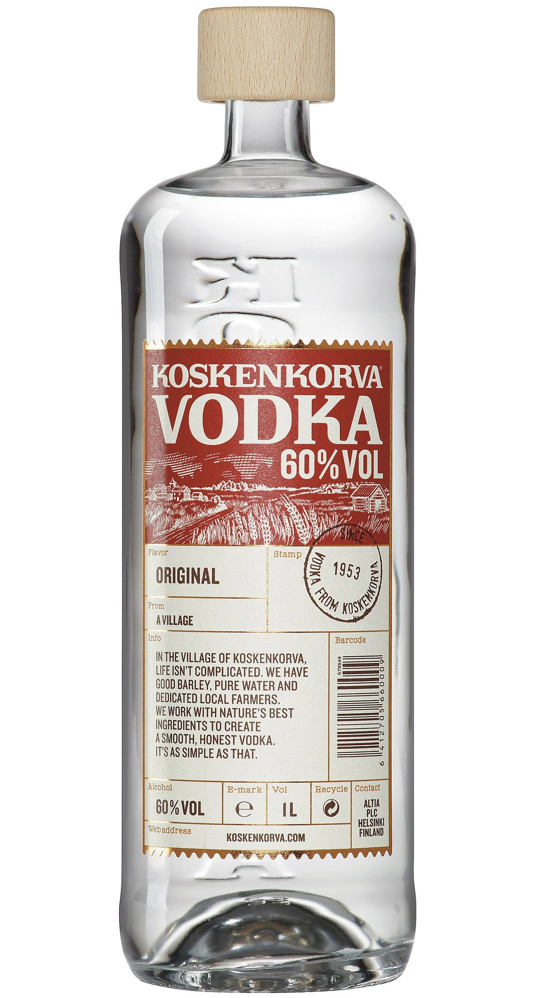 Koskenkorva Original 1l 60% (čistá fľaša)