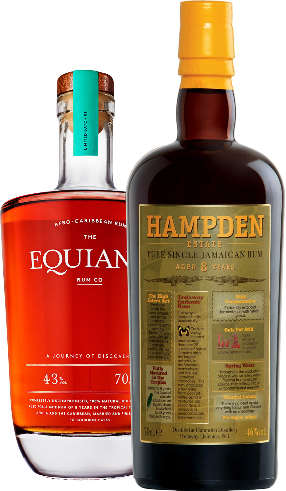 Set Hampden 8 ročný + Equiano Rum (set 1 x 0.7 l, 1 x 0.7 l)