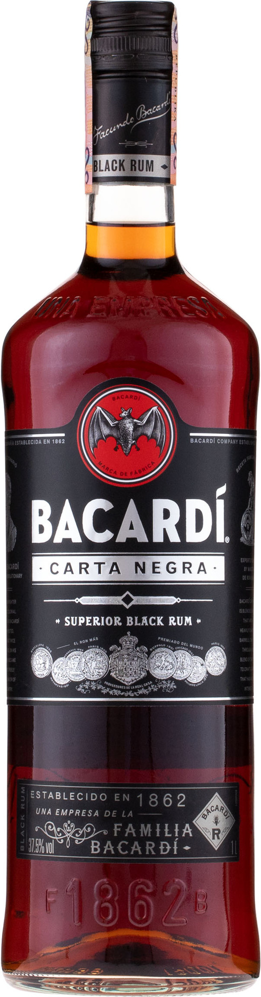 Bacardi Carta Negra 1l 37,5% (čistá fľaša)