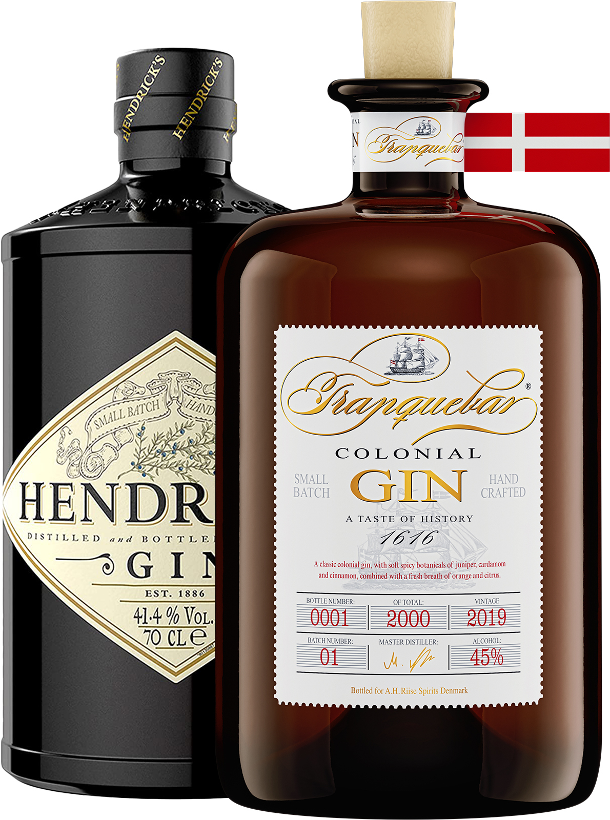 Set Hendrick's Gin + Tranquebar Colonial Gin (set 1 x 0.7 l, 1 x 0.7 l)