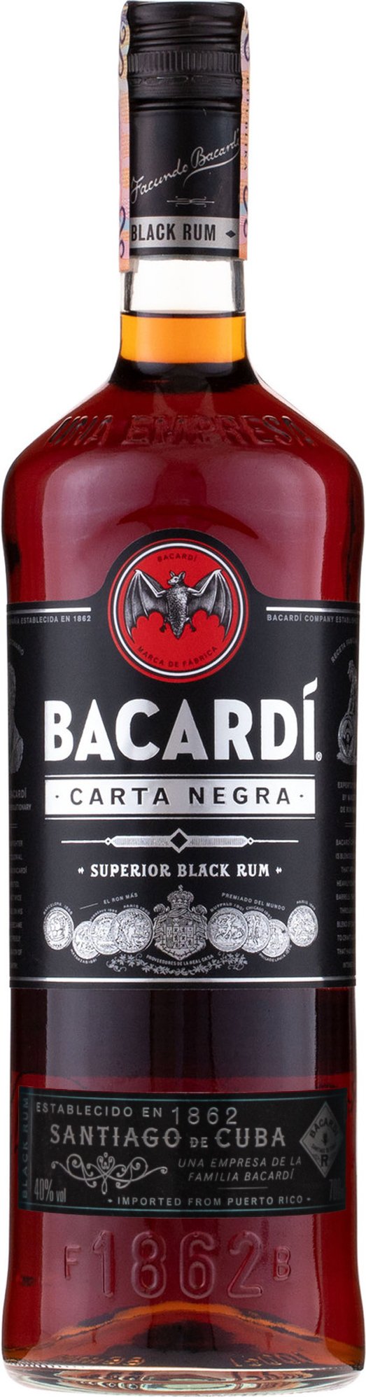 Bacardi Carta Negra 40% 0,7l (čistá fľaša)