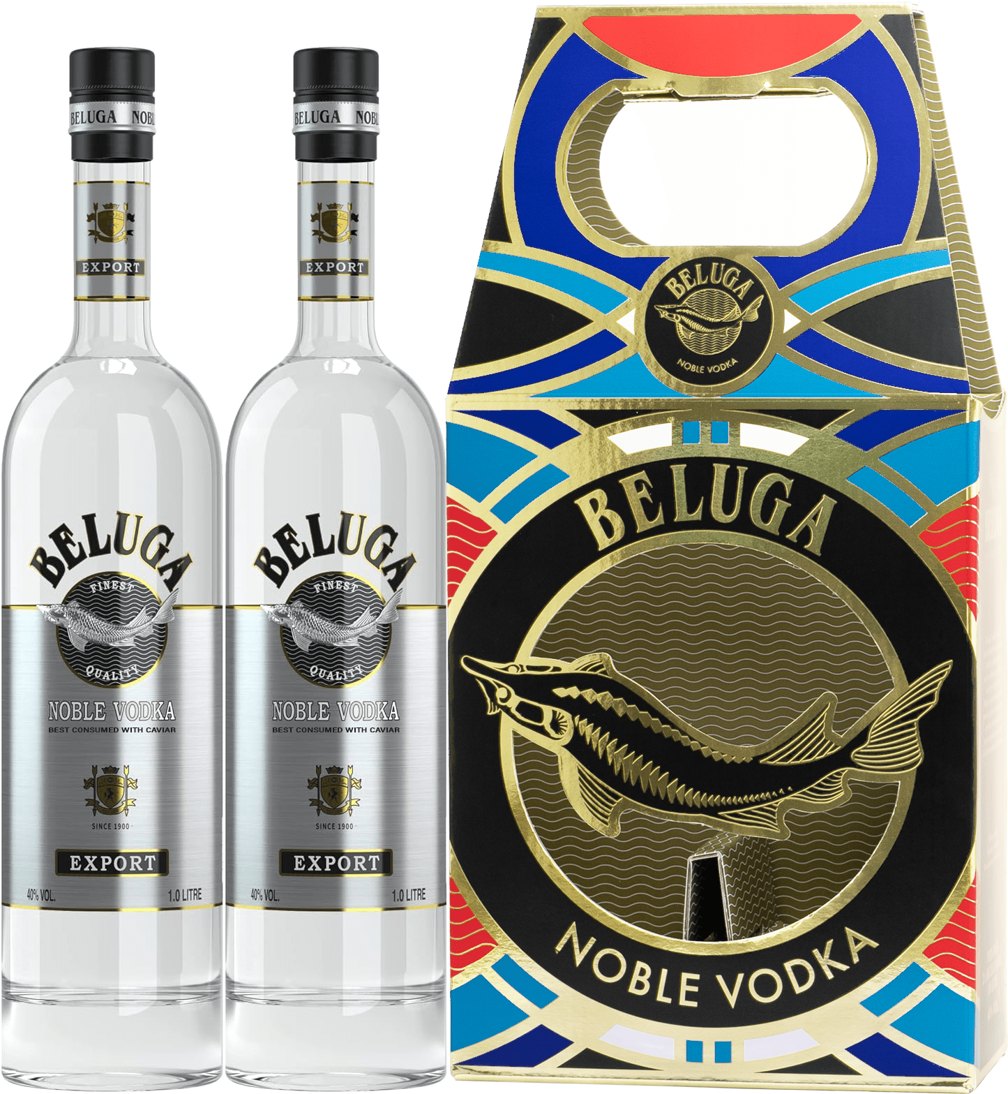 Beluga Noble Vodka 2 x 1l 40% 2l (dárkové balení kazeta)