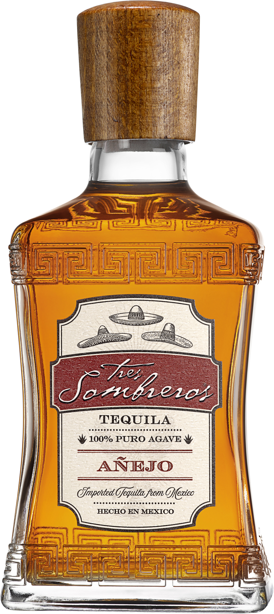 Tres Sombreros Añejo Tequila 38% 0,7l (čistá flaša)
