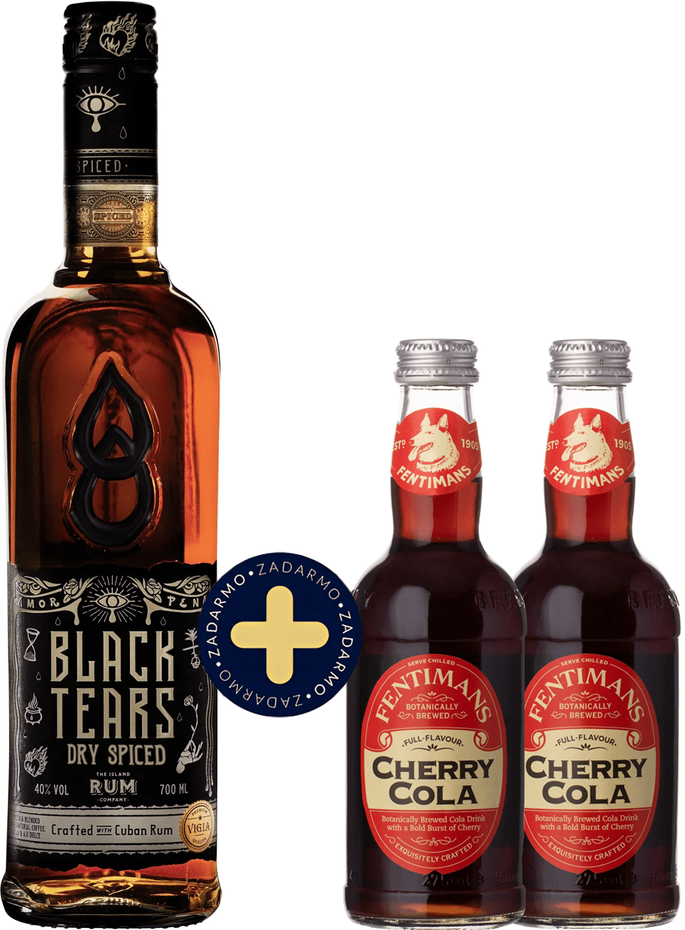 Set Black Tears Dry Spiced Rum + 2x Fentimans Cherry Cola zdarma (set 1 x 0.7 l, 2 x 0.275 l)