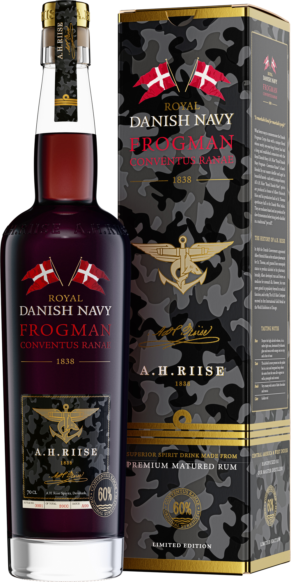 A.H. Riise Royal Danish Navy Frogman Conventus Ranae 60% 0,7l (darčekové balenie kazeta)