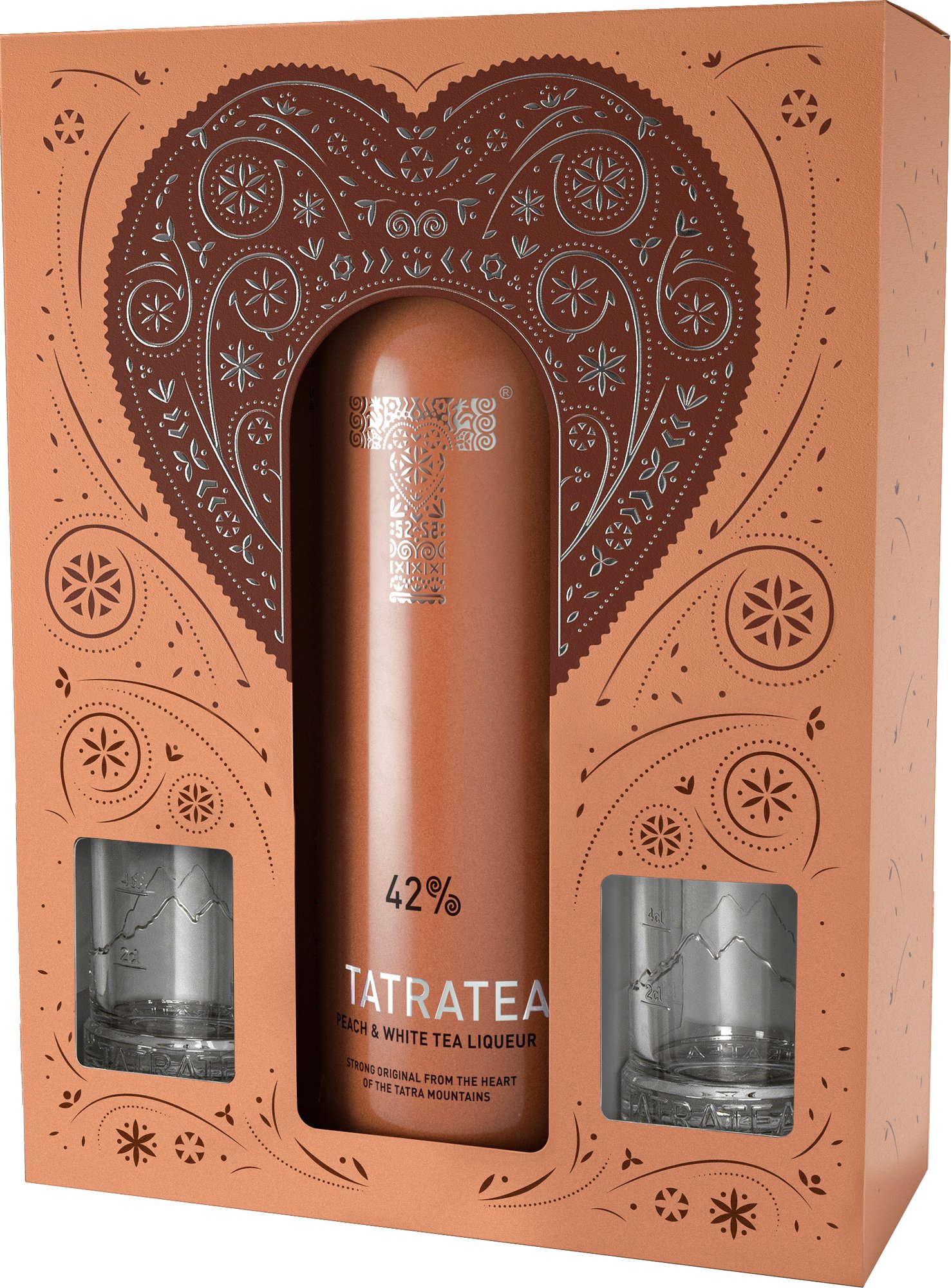 Tatratea Peach & White + 2 poháre 42% 0,7l (darčekové balenie 2 poháre)