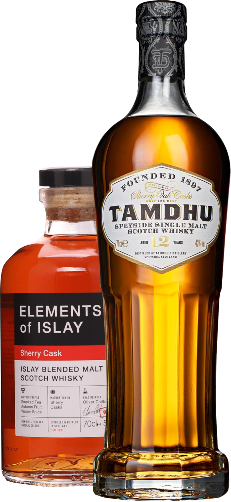 Set Tamdhu 12 ročná Sherry Oak Casks + Elements of Islay Sherry Cask (set 1 x 0.7 l, 1 x 0.7 l)