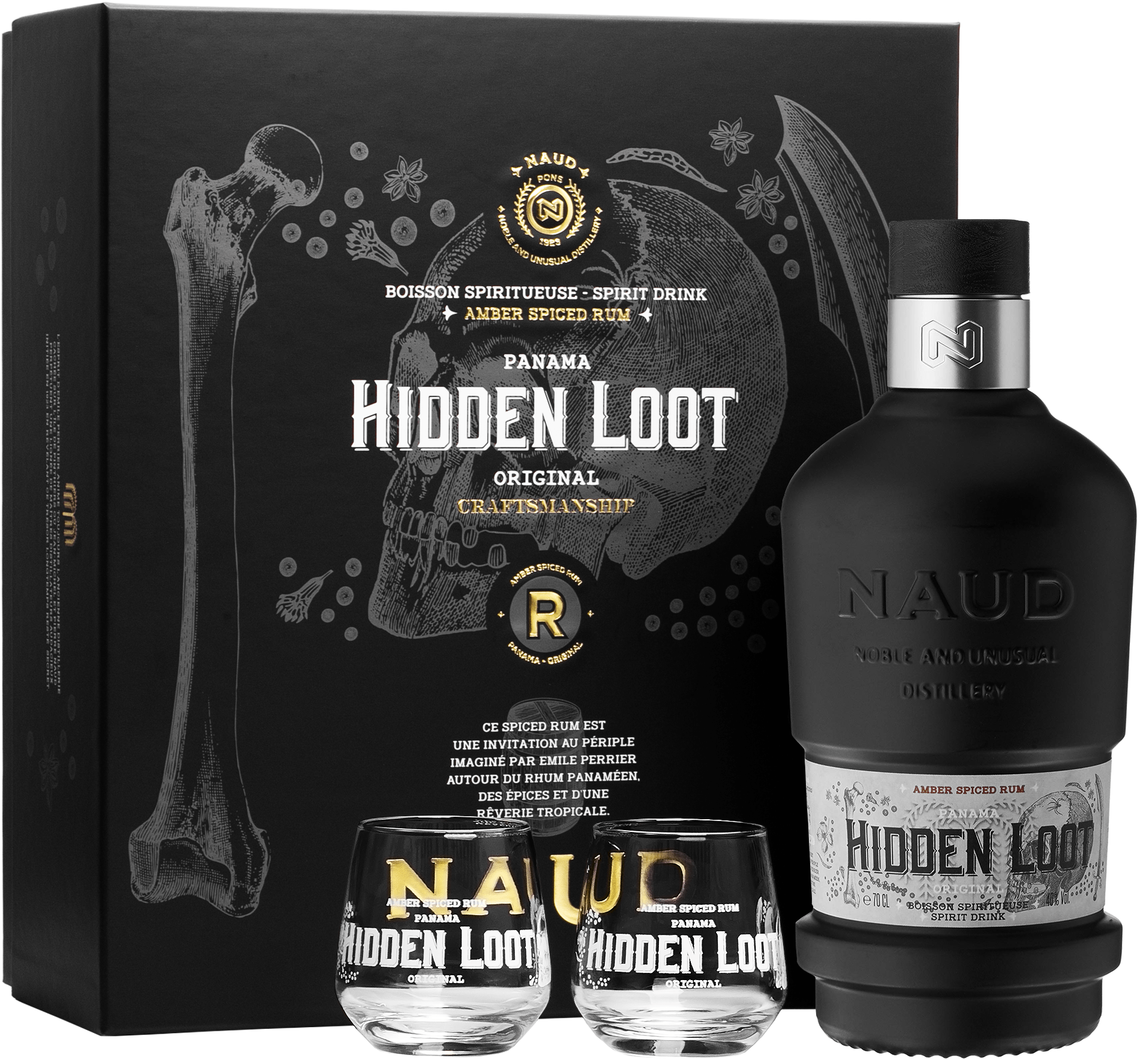 Naud Hidden Loot + 2 sklenice 40% 0,7l (darčekové balenie 2 poháre)