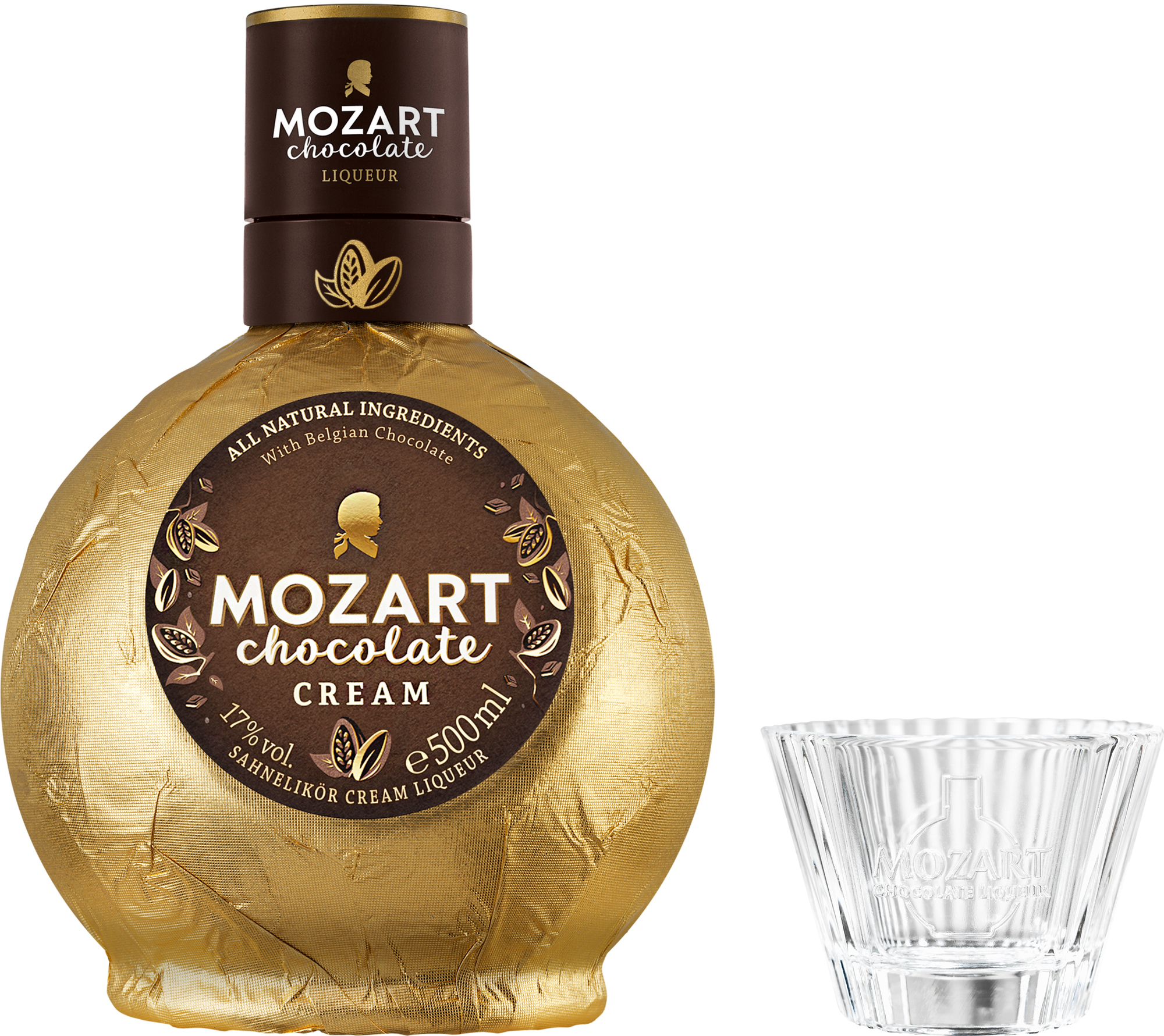 Mozart Chocolate Cream + Cupcake sklenička 17% 0,5l (darčekové balenie)