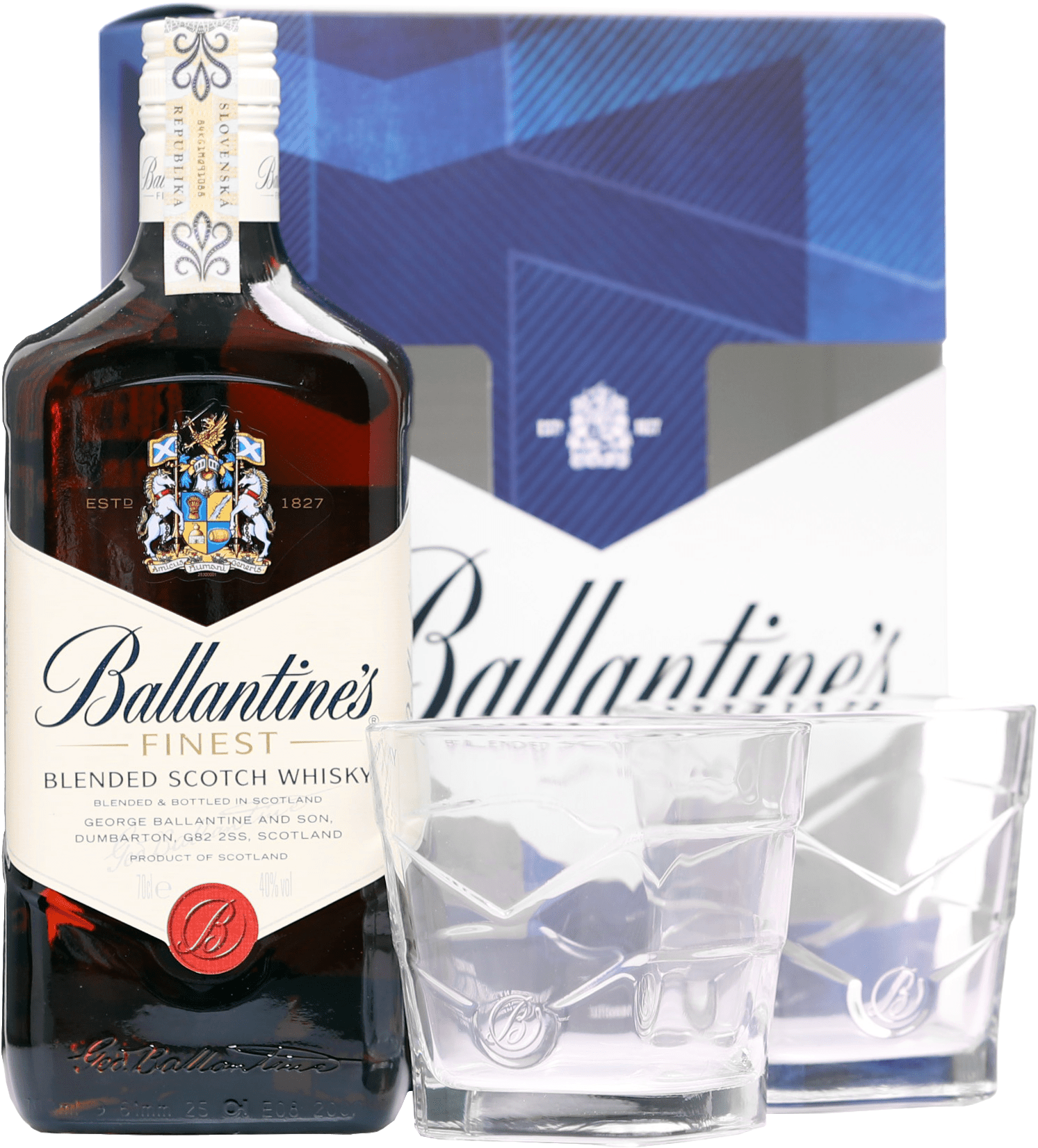 Ballantine's + 2 sklenice 40% 0,7l (darčekové balenie 2 poháre)