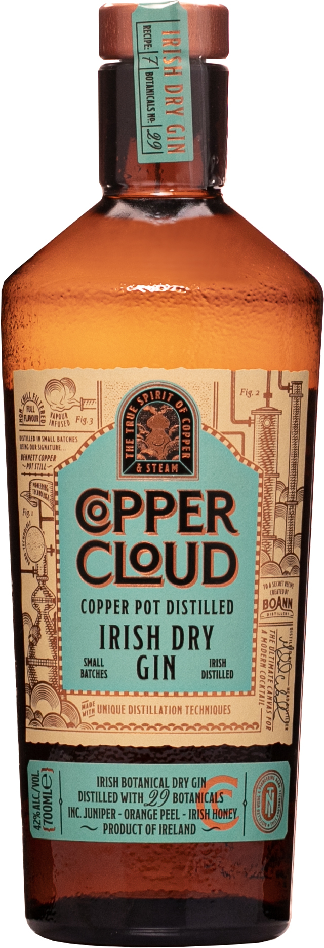Copper Cloud Irish Dry Gin 42% 0,7l (čistá fľaša)