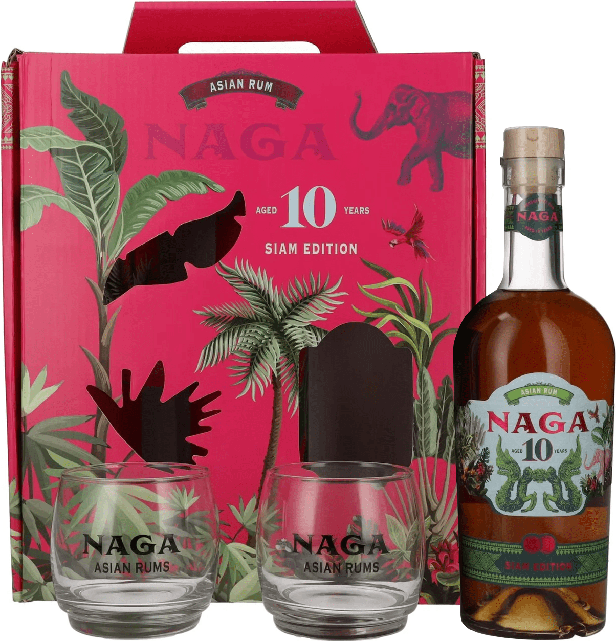 Naga Siam Edition 10 ročný + 2 poháre 40% 0,7l (darčekové balenie 2 poháre)