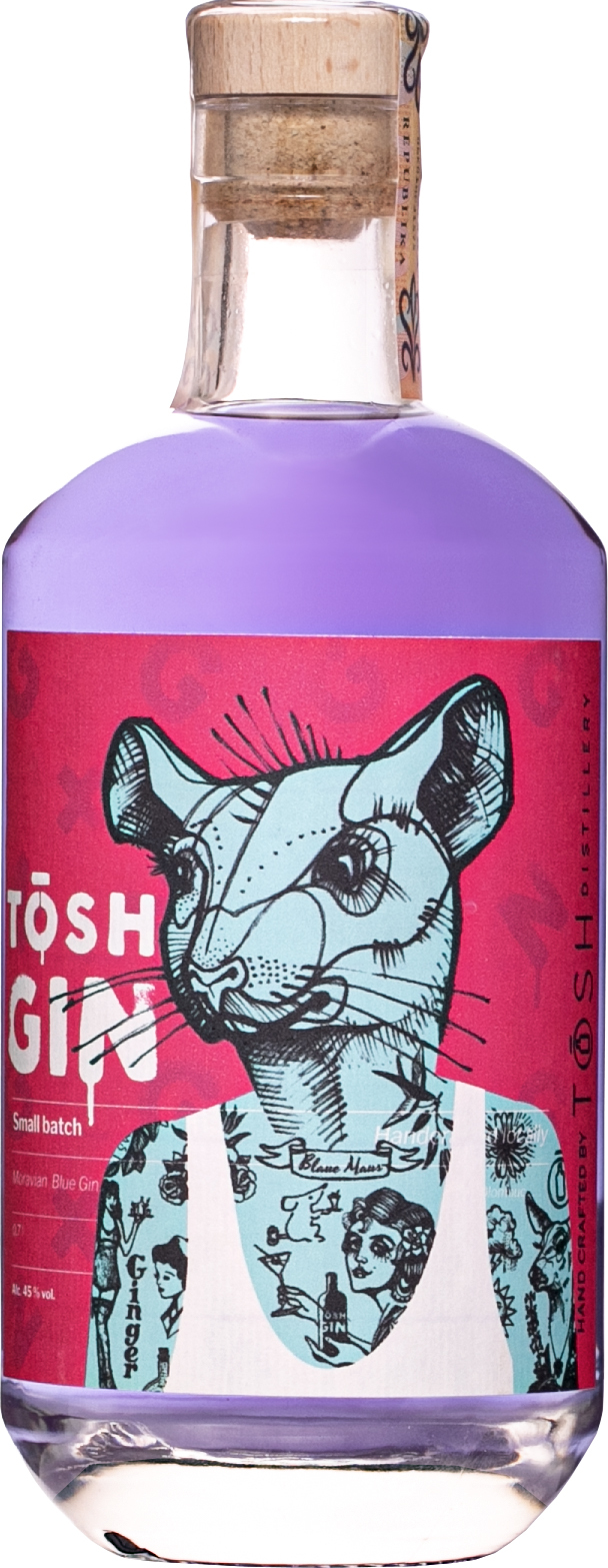 Tosh Gin Moravian Blue 45% 0,7l (čistá fľaša)
