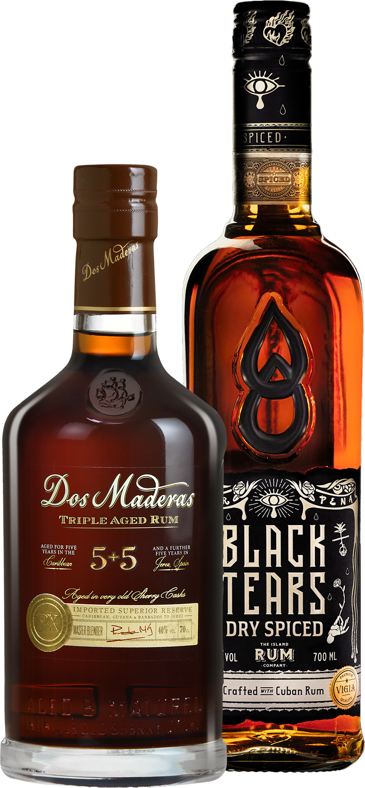 Set Dos Maderas PX 5+5 + Black Tears Dry Spiced Rum (set 1 x 0.7 l, 1 x 0.7 l)