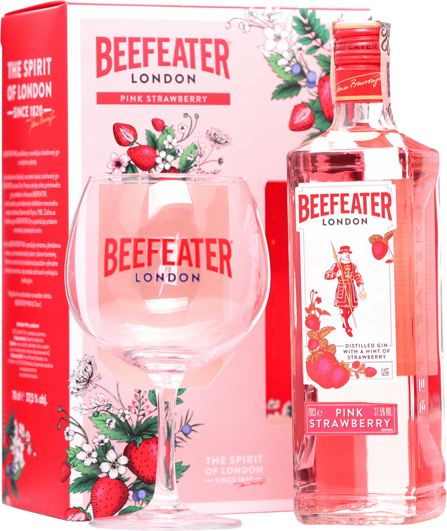 Beefeater Pink + 1 sklenička 37,5% 0,7l (darčekové balenie)