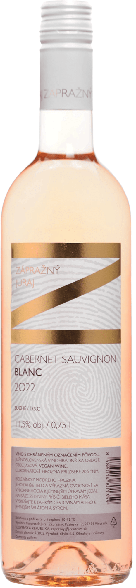 Juraj Zápražný Cabernet Sauvignon Blanc 11,5% 0,75l (čistá fľaša)