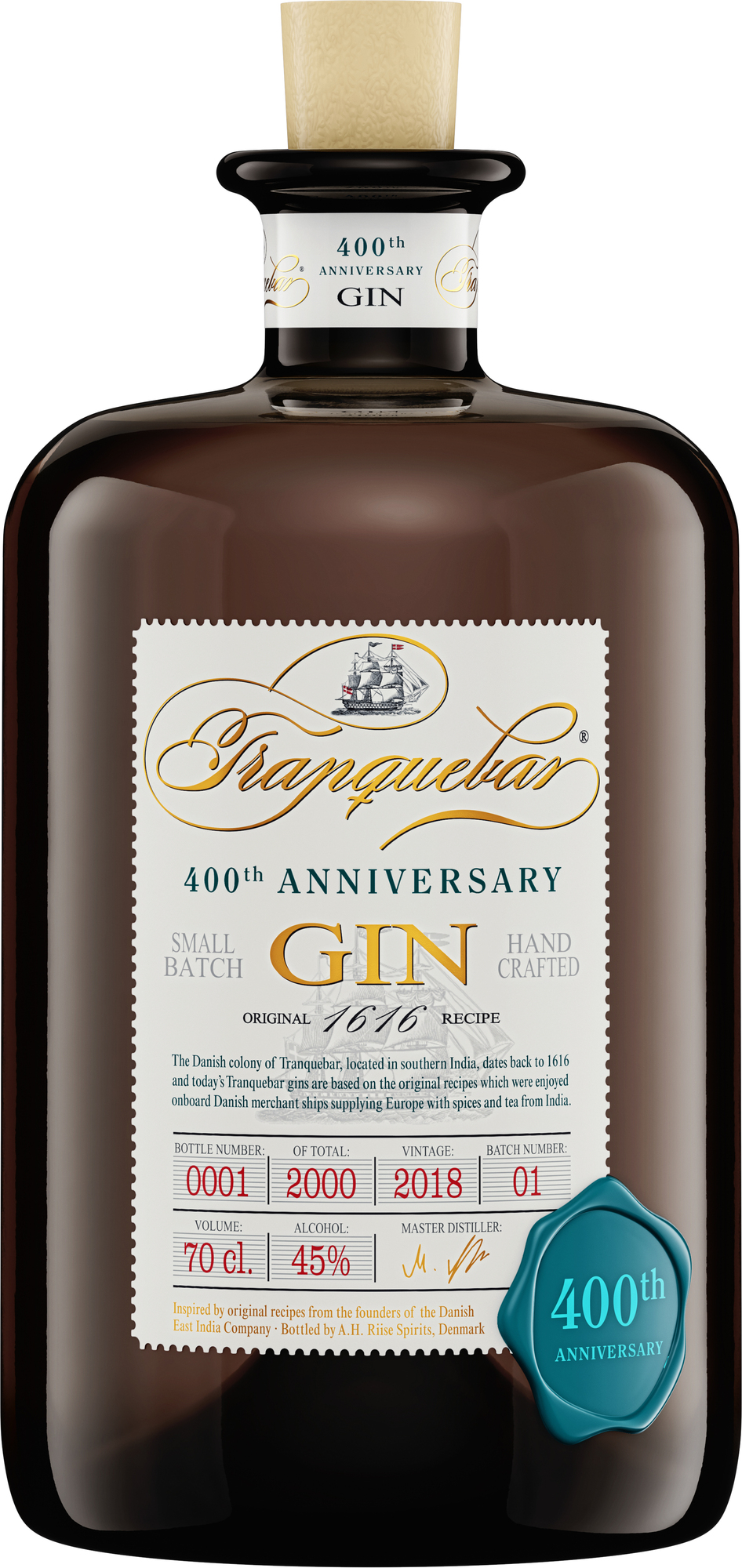 Tranquebar 400th Anniversary Gin 45% 0,7l (čistá fľaša)
