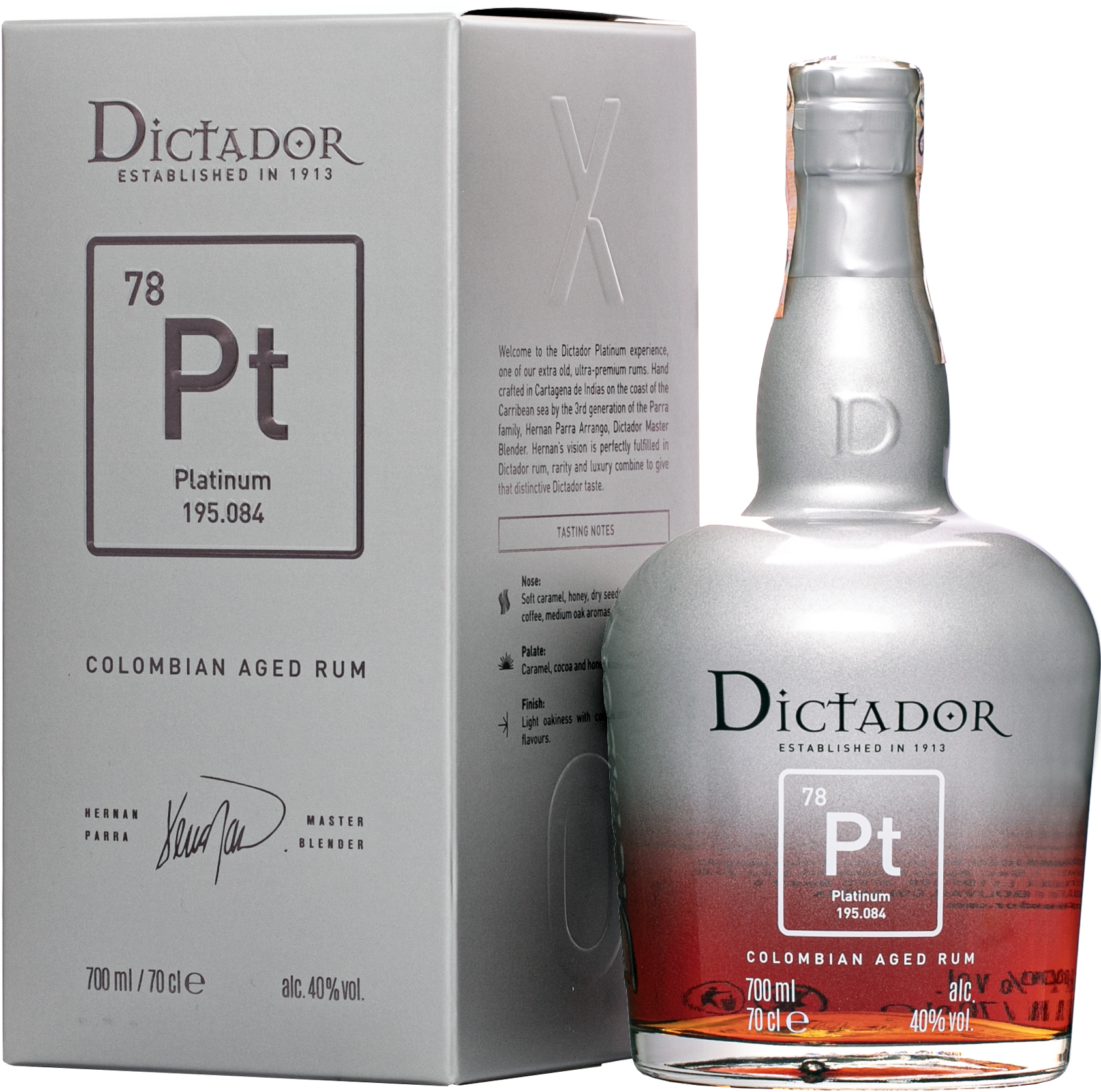 Dictador Platinum 40% 0,7l (darčekové balenie kazeta)