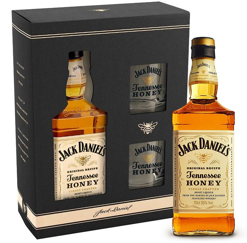 Jack Daniel's Honey s 2 pohármi 35% 0,7l (darčekové balenie 2 poháre)