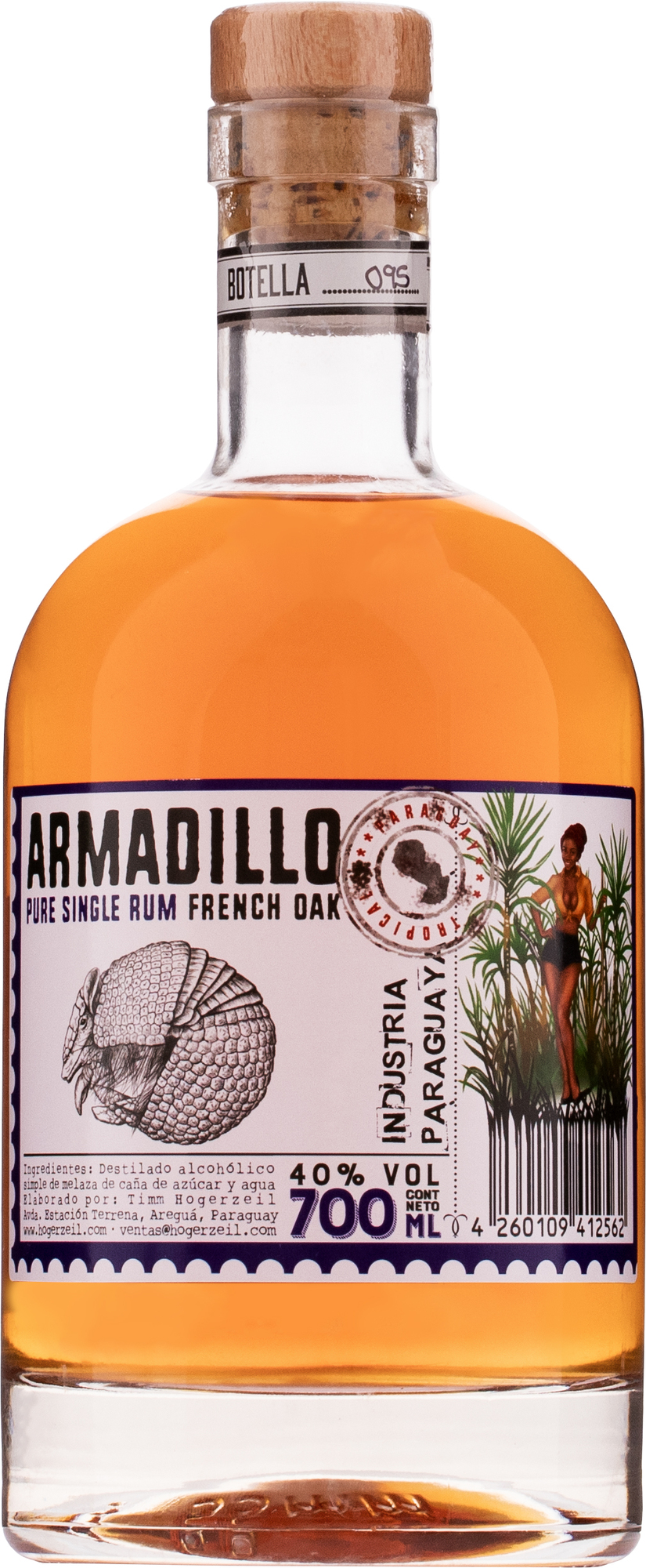 Armadillo French Oak Pure Single Rum 40% 0,7l (čistá fľaša)