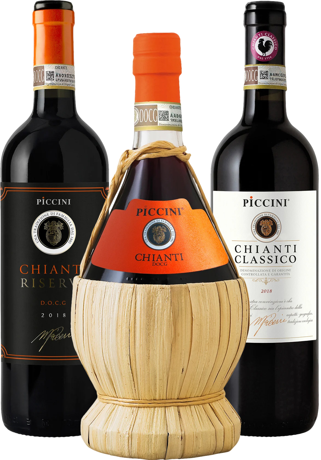 Set vín Piccini Chianti DOCG (set 1 x 0.75 l, 1 x 0.75 l, 1 x 0.75 l)