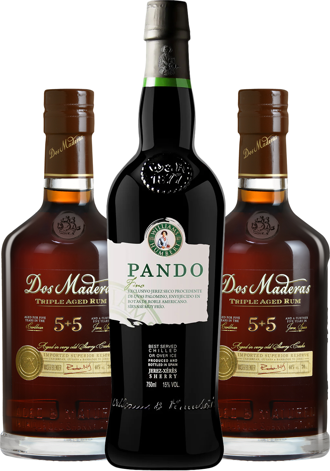 Set Dos Maderas PX 5+5 + Fino Pando Sherry zadarmo (set 2 x 0.7 l, 1 x 0.75 l)