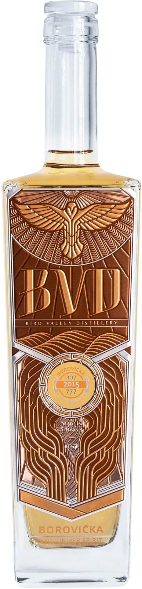 BVD Borovička Oak Aged 6 ročná 44,8% 0,5l (čistá fľaša)