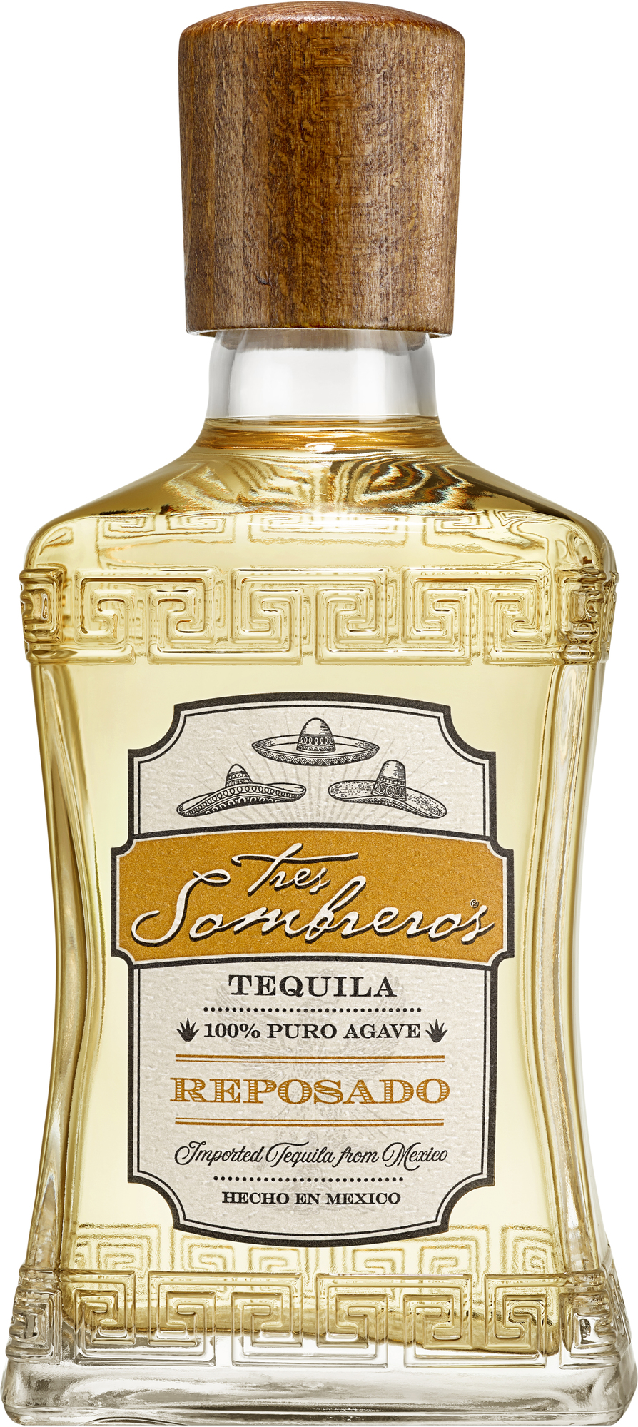 Tres Sombreros Tequila Reposado 38% 0,7l (čistá flaša)