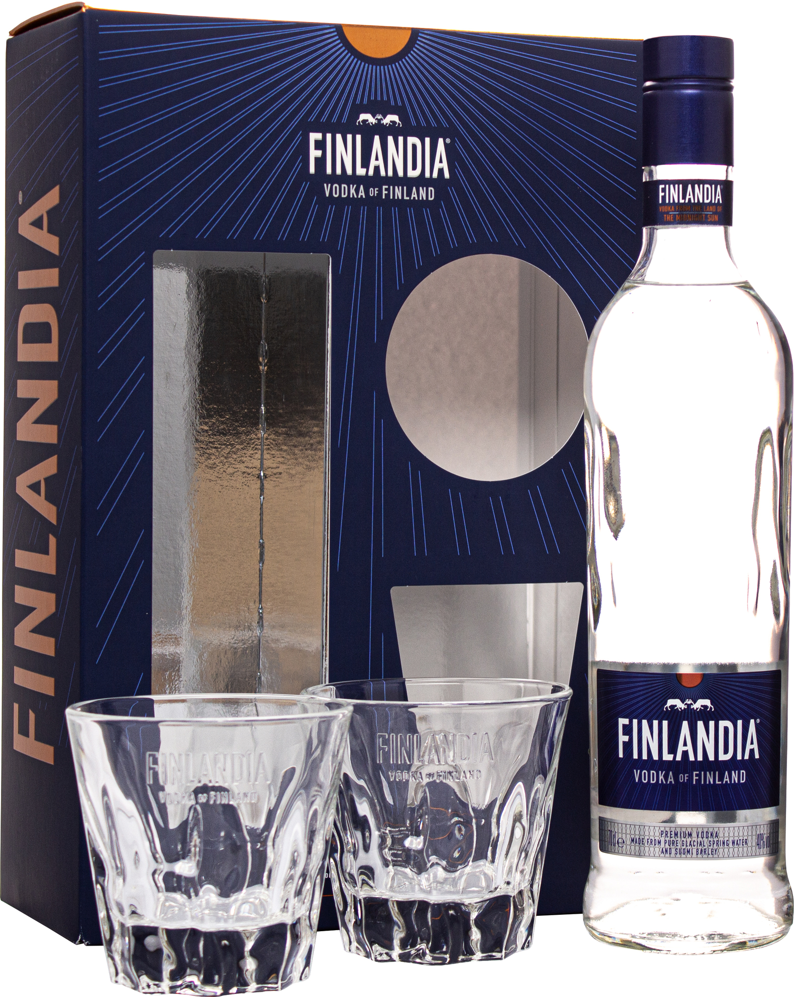 Finlandia + 2 sklenice 40% 0,7l (darčekové balenie 2 poháre)