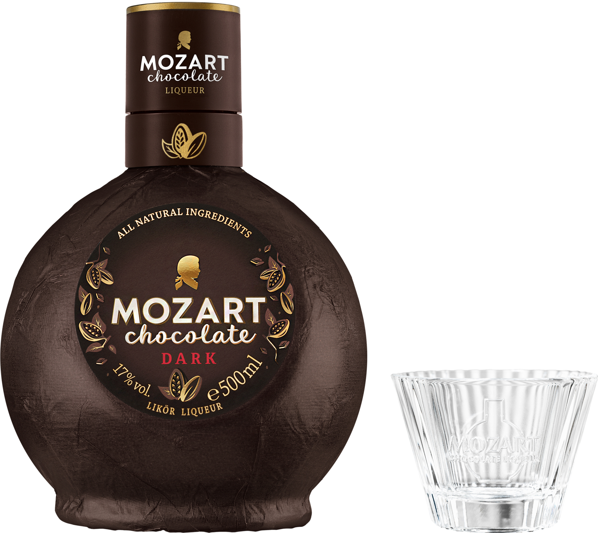 Mozart Chocolate Dark + Cupcake sklenice 17% 0,5l (darčekové balenie 1 pohár)