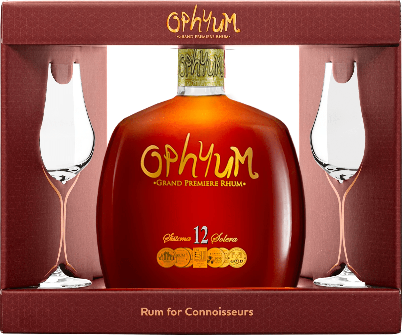 Ophyum Grand Premiere Rhum 12 + 2 sklenice 40% 0,7l (darčekové balenie 2 poháre)