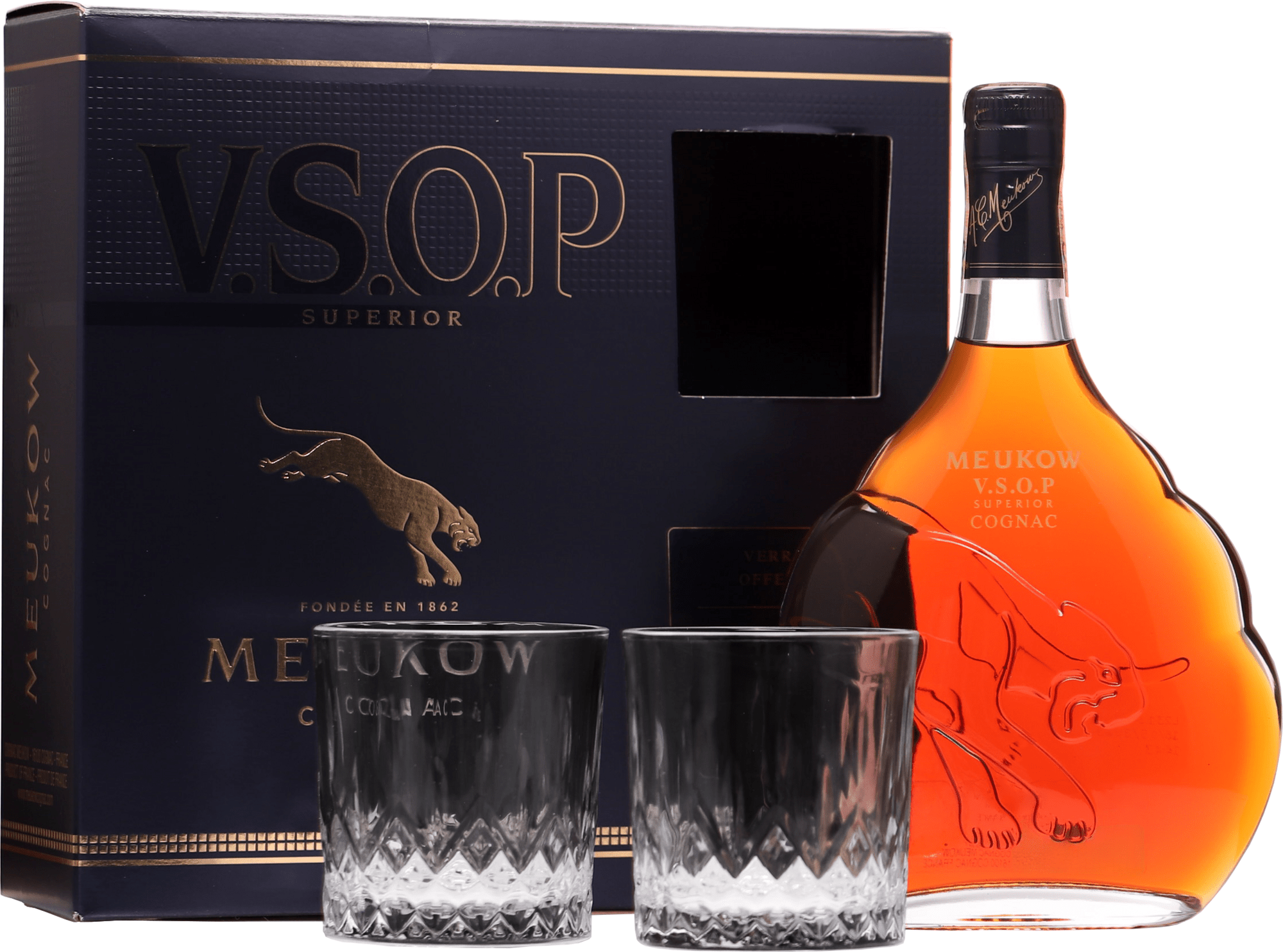 Meukow VSOP Superior + 2 sklenice