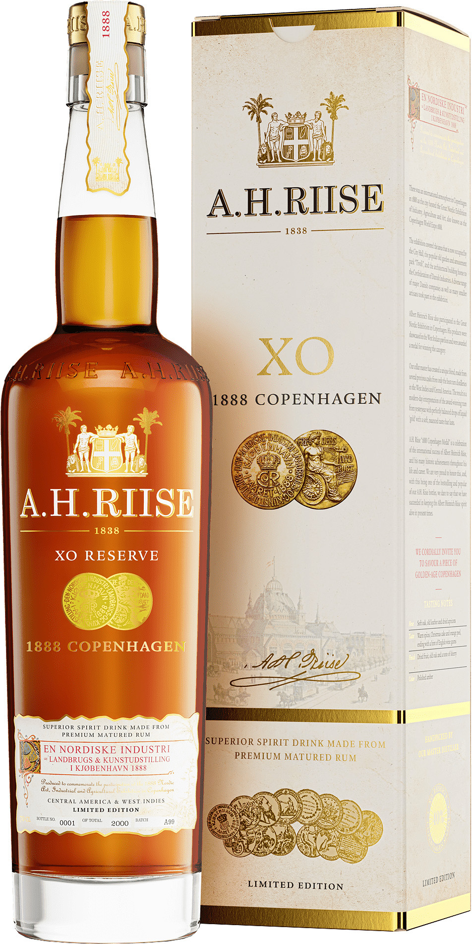 A. H. Riise 1888 Copenhagen Gold Medal Rum 40% 0,7 l (holá láhev)
