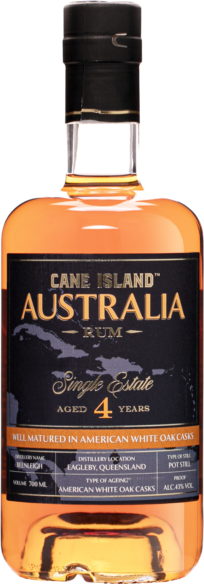 Cane Island Australia 4 letý 43% 0,7l (čistá flaša)