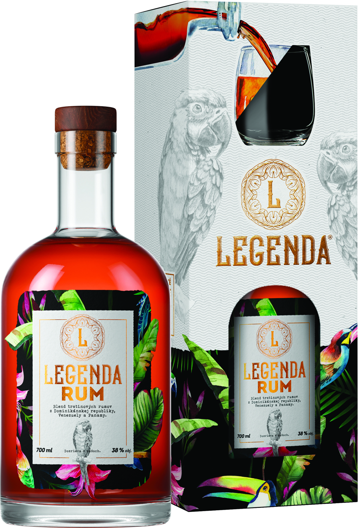 Legenda Rum + sklenice 38% 0,7l (darčekové balenie 1 pohár)