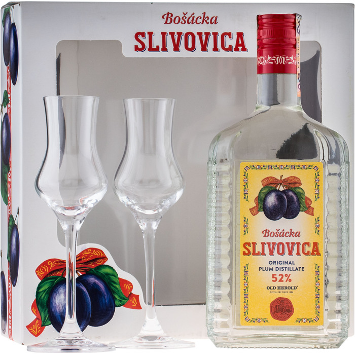 Bošácka Slivovica Square + 2 glasses